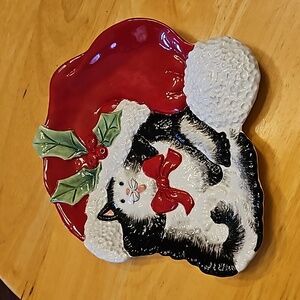 Fitz and Floyd Kitty Claus Plate